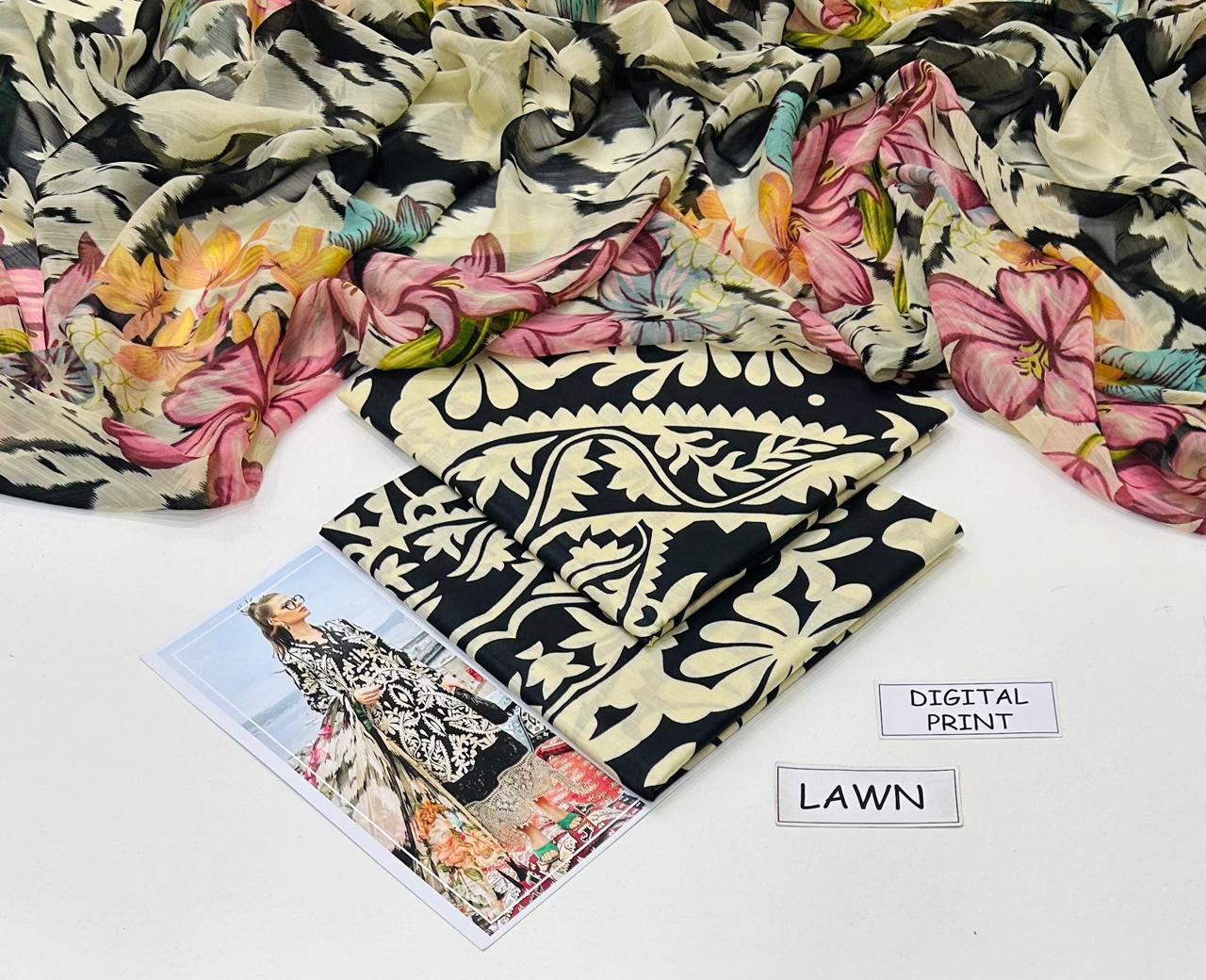 3 PIECE - PRINTED LAWN SUIT Unstitched