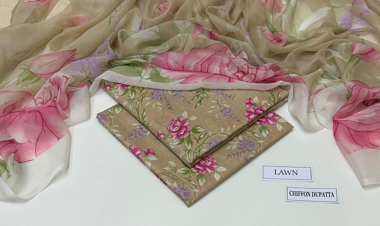 3 PIECE - PRINTED LAWN SUIT Unstitched