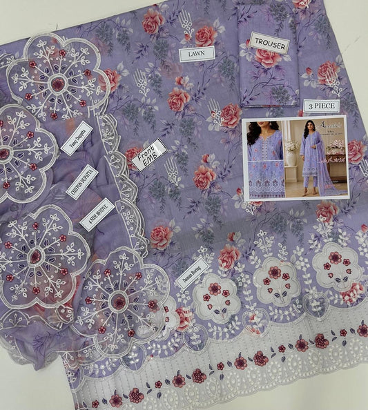 3 PIECE - EMBROIDERED LAWN SUIT Unstitched 029