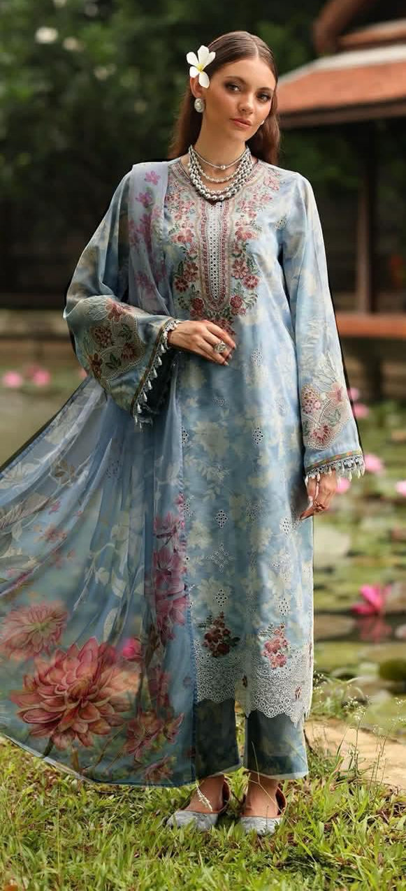 3PC (Unstitched) Embroidered Lawn Suit