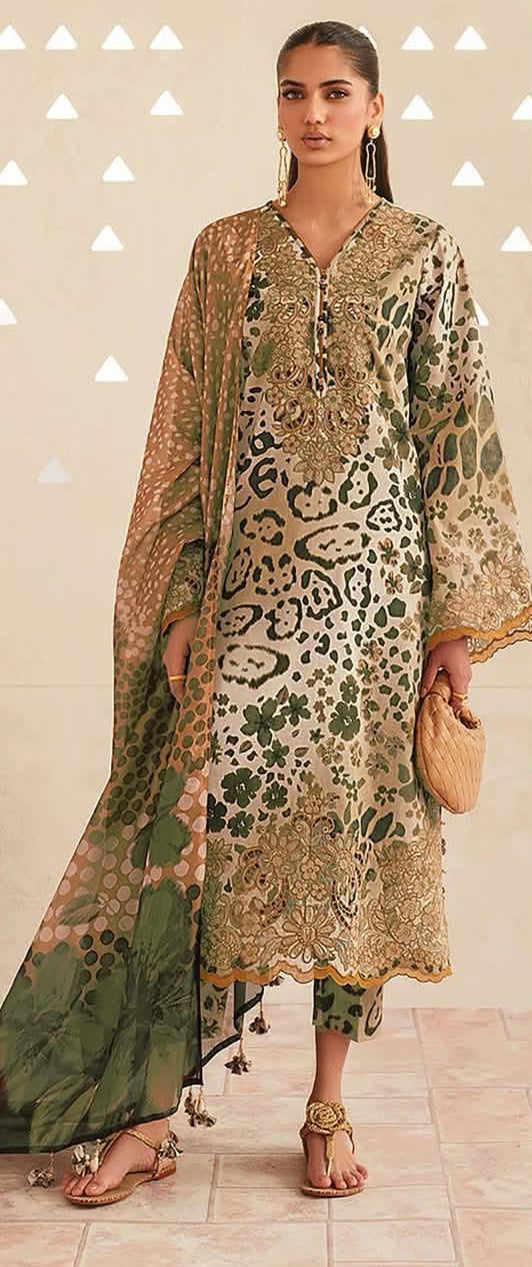 3PC (Unstitched) Embroidered Lawn Suit