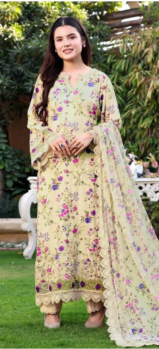 3PC (Unstitched) Embroidered Lawn Suit