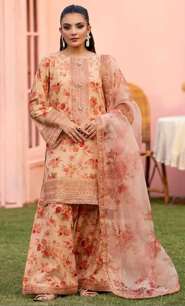 3PC (Unstitched) Embroidered Lawn Suit