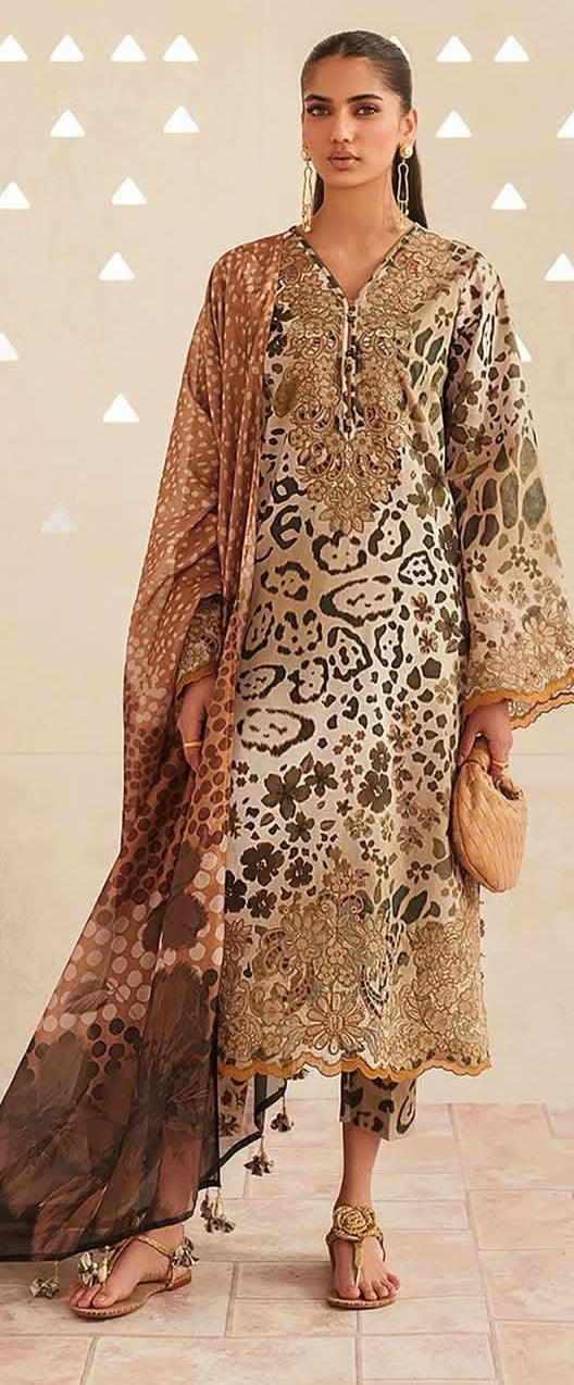 3PC (Unstitched) Embroidered Lawn Suit