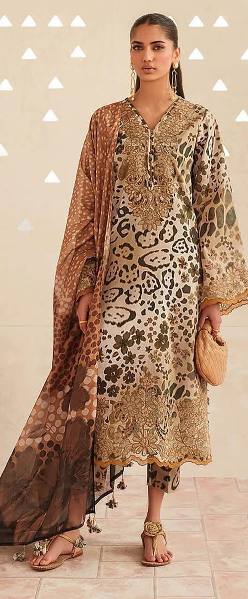 3PC (Unstitched) Embroidered Lawn Suit