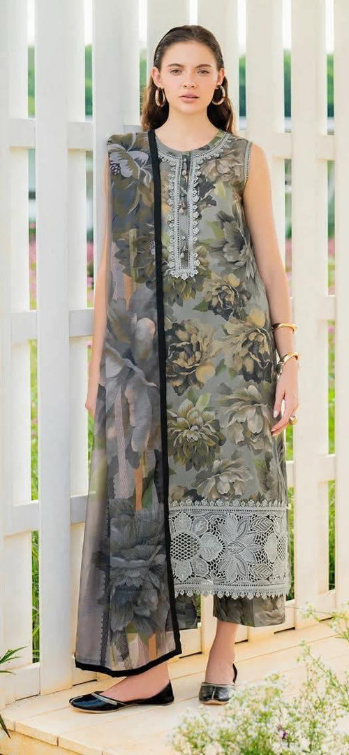 3PC (Unstitched) Embroidered Lawn Suit