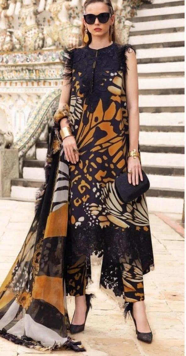 3PC (Unstitched) Embroidered Lawn Suit