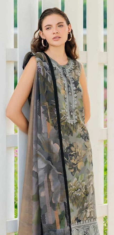3PC (Unstitched) Embroidered Lawn Suit