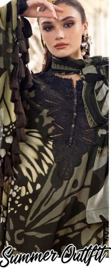 3PC (Unstitched) Embroidered Lawn Suit
