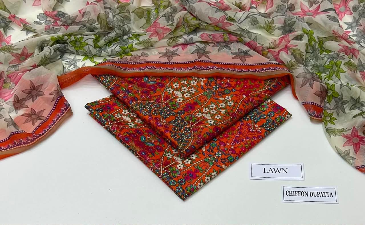 3 PIECE - PRINTED LAWN SUIT Unstitched