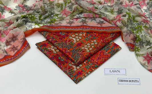 3 PIECE - PRINTED LAWN SUIT Unstitched