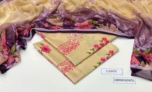 3 PIECE - PRINTED LAWN SUIT Unstitched