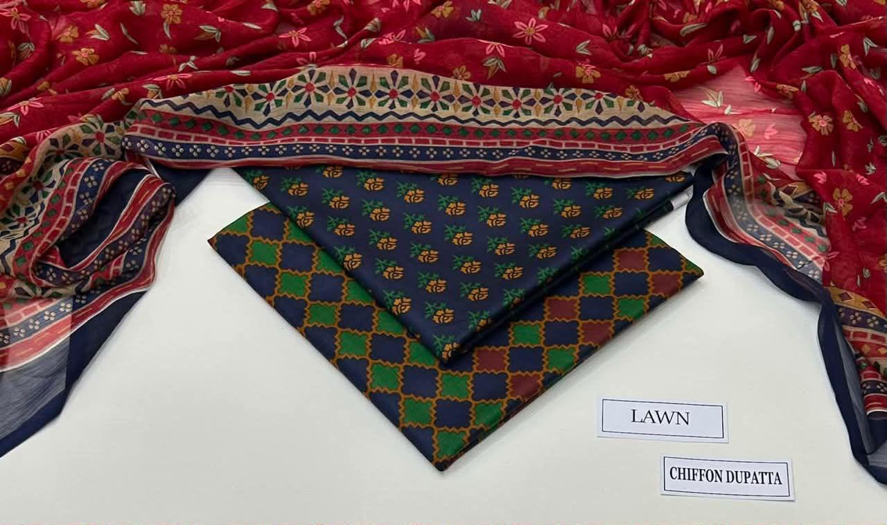 3 PIECE - PRINTED LAWN SUIT Unstitched