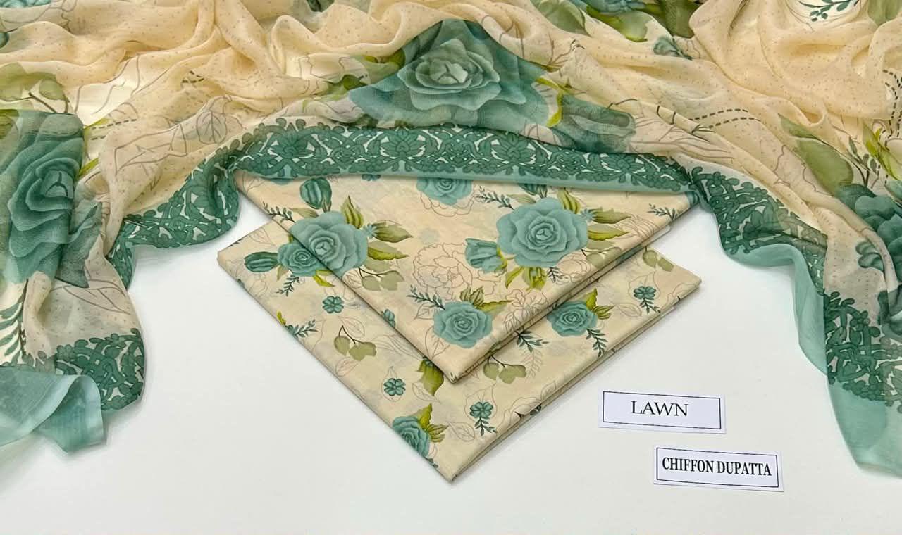 3 PIECE - PRINTED LAWN SUIT Unstitched