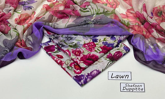 3 PIECE - PRINTED LAWN SUIT Unstitched
