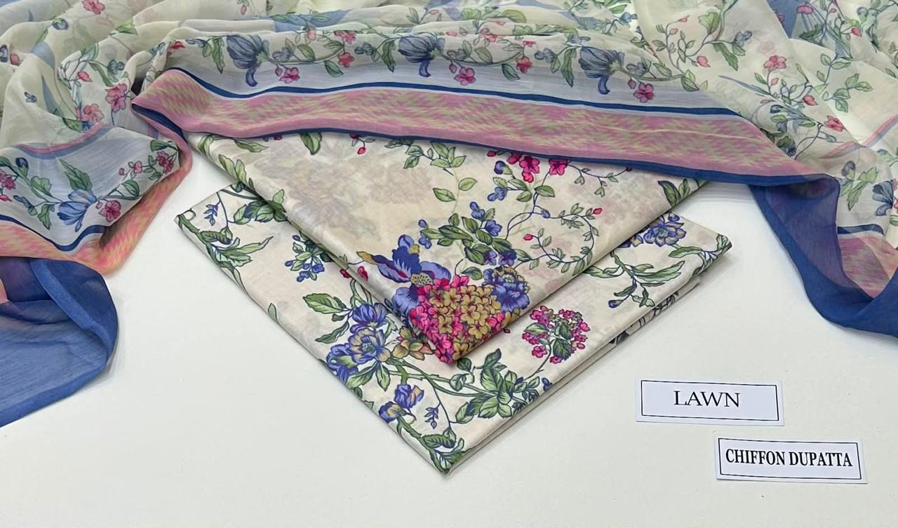 3 PIECE - PRINTED LAWN SUIT Unstitched