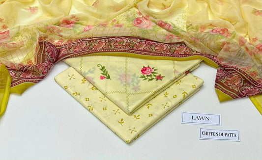 3 PIECE - PRINTED LAWN SUIT Unstitched