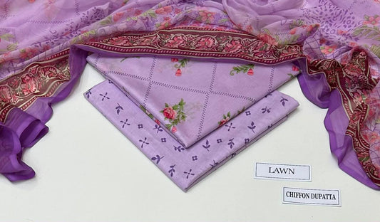 3 PIECE - PRINTED LAWN SUIT Unstitched