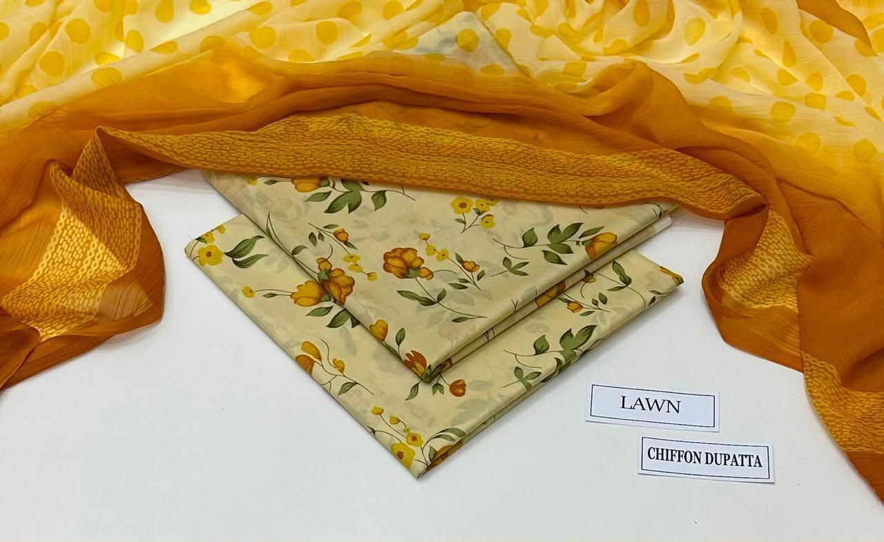 3 PIECE - PRINTED LAWN SUIT Unstitched