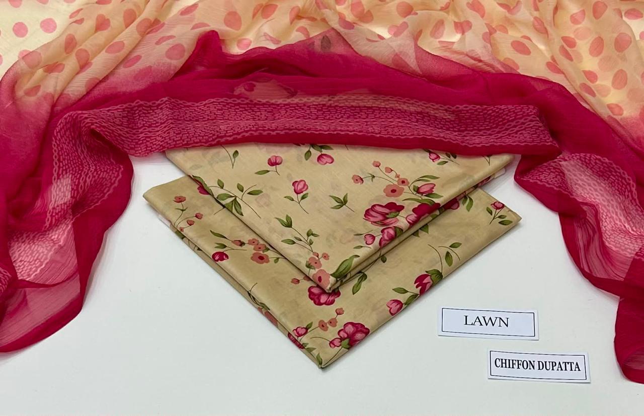 3 PIECE - PRINTED LAWN SUIT Unstitched