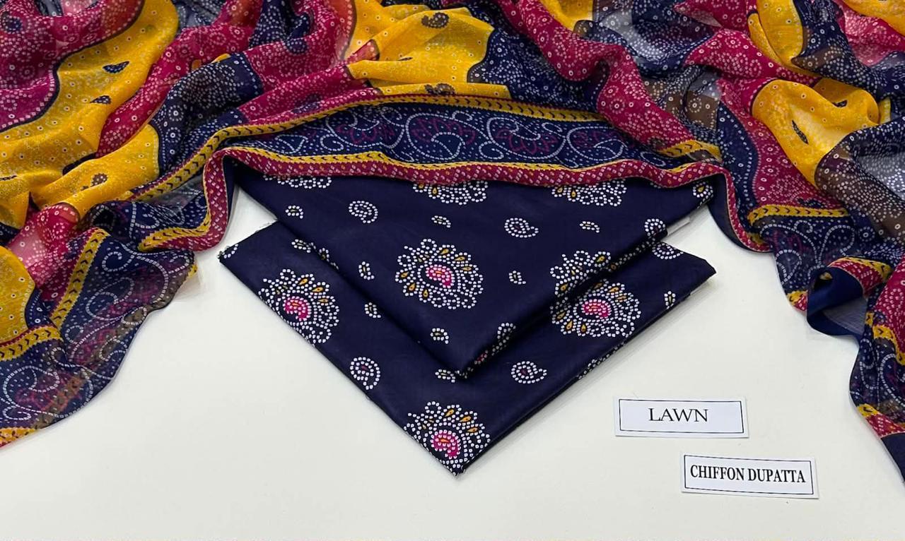 3 PIECE - PRINTED LAWN SUIT Unstitched