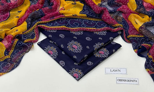3 PIECE - PRINTED LAWN SUIT Unstitched