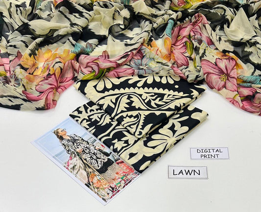 3 PIECE - PRINTED LAWN SUIT Unstitched