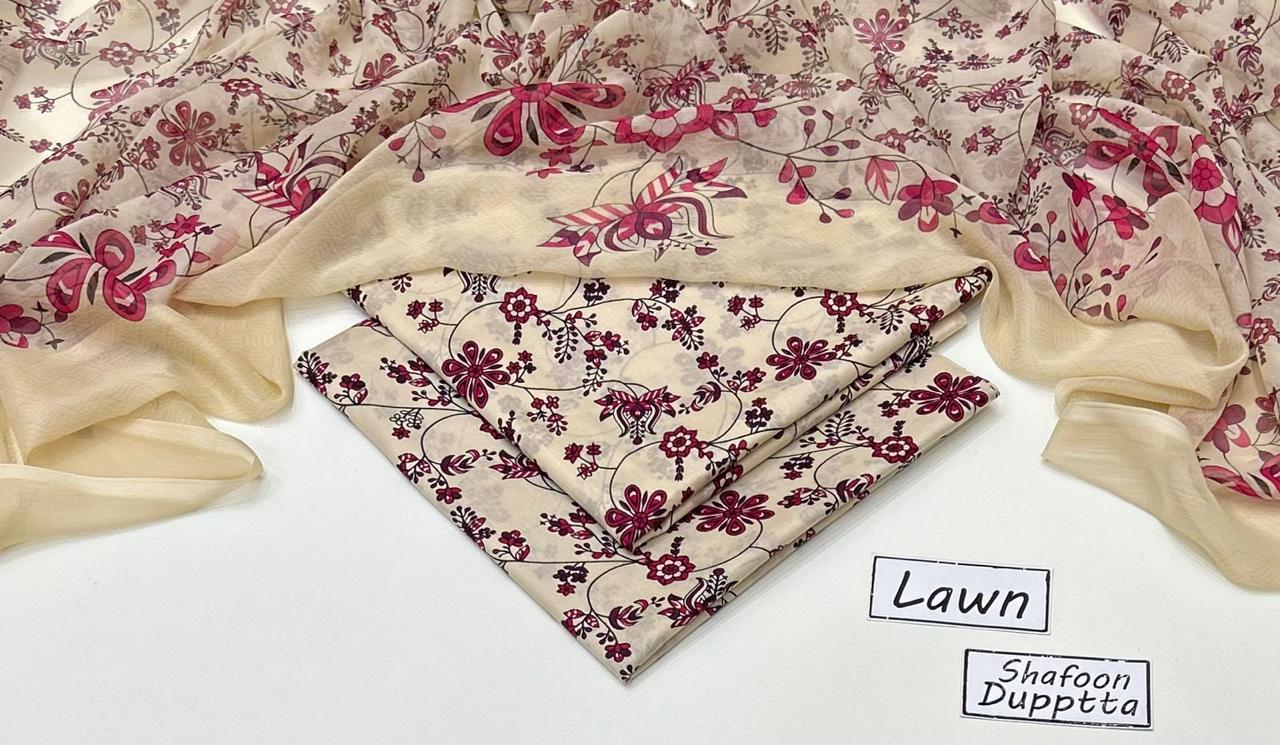 3 PIECE - PRINTED LAWN SUIT Unstitched