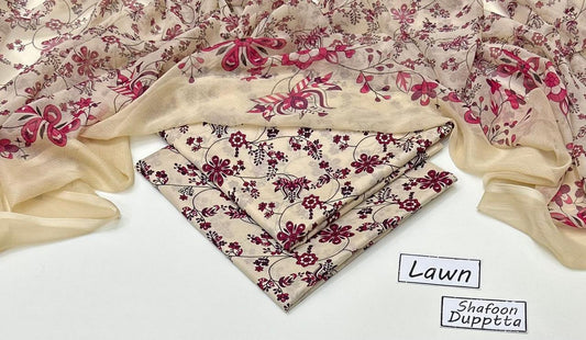 3 PIECE - PRINTED LAWN SUIT Unstitched