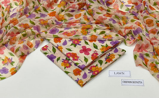3 PIECE - PRINTED LAWN SUIT Unstitched