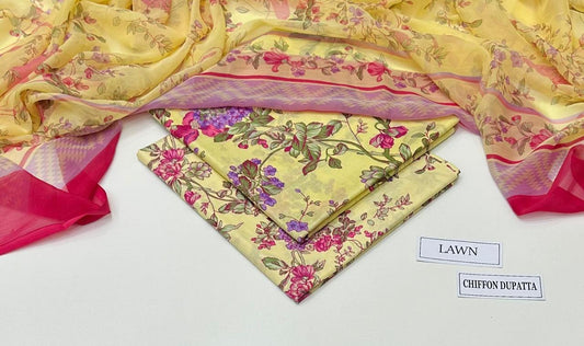 3 PIECE - PRINTED LAWN SUIT Unstitched