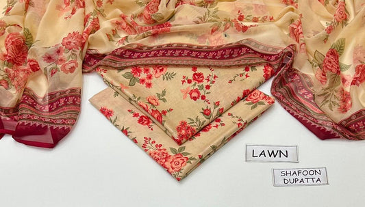 3 PIECE - PRINTED LAWN SUIT Unstitched