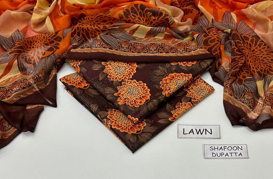 3 PIECE - PRINTED LAWN SUIT Unstitched