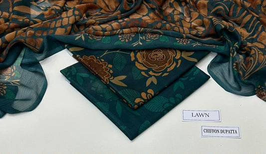 3 PIECE - PRINTED LAWN SUIT Unstitched