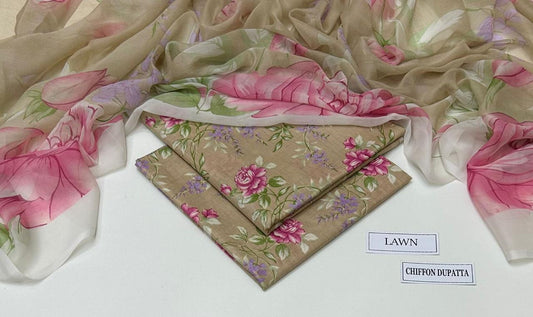 3 PIECE - PRINTED LAWN SUIT Unstitched