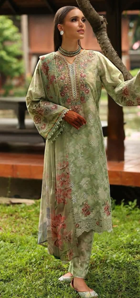 3PC (Unstitched) Embroidered Lawn Suit