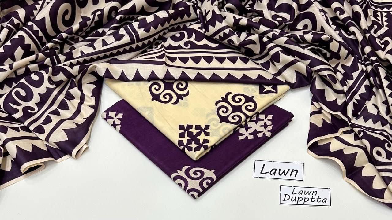 Unstitched 3-Piece Lawn Suits Printed