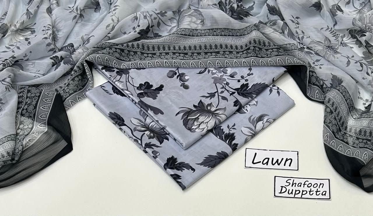 Unstitched 3-Piece Lawn Suits Printed