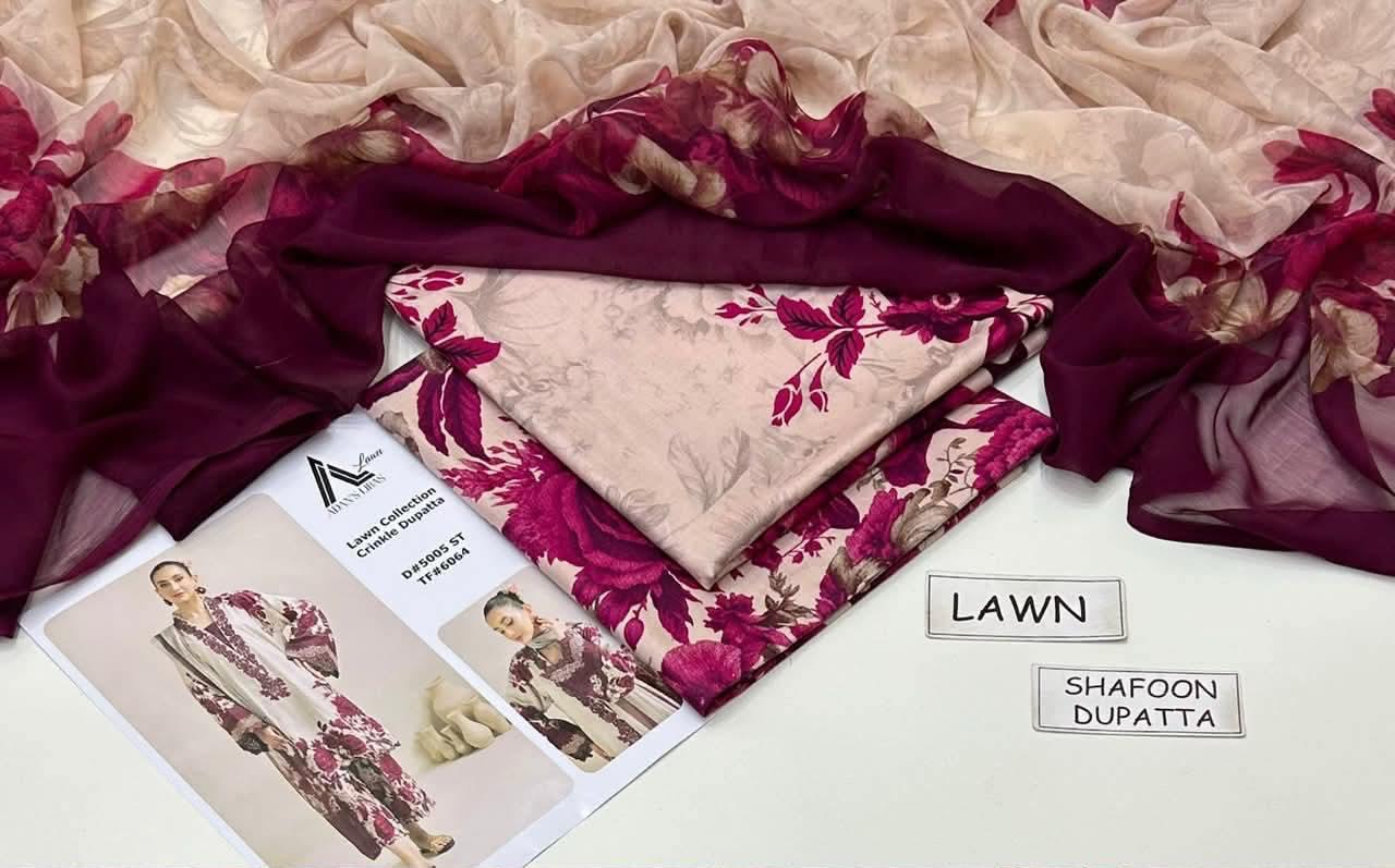 Unstitched 3-Piece Lawn Suits Printed