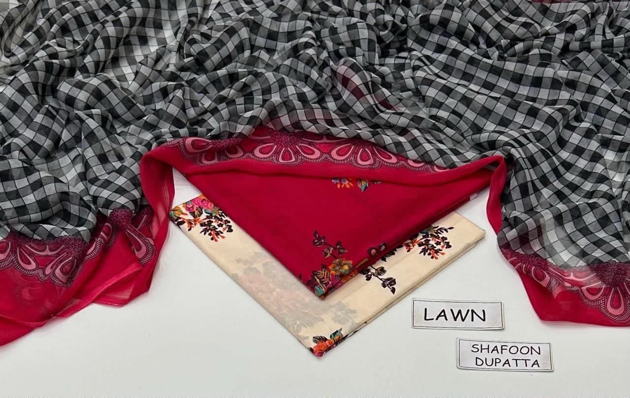 Unstitched 3-Piece Lawn Suits Printed