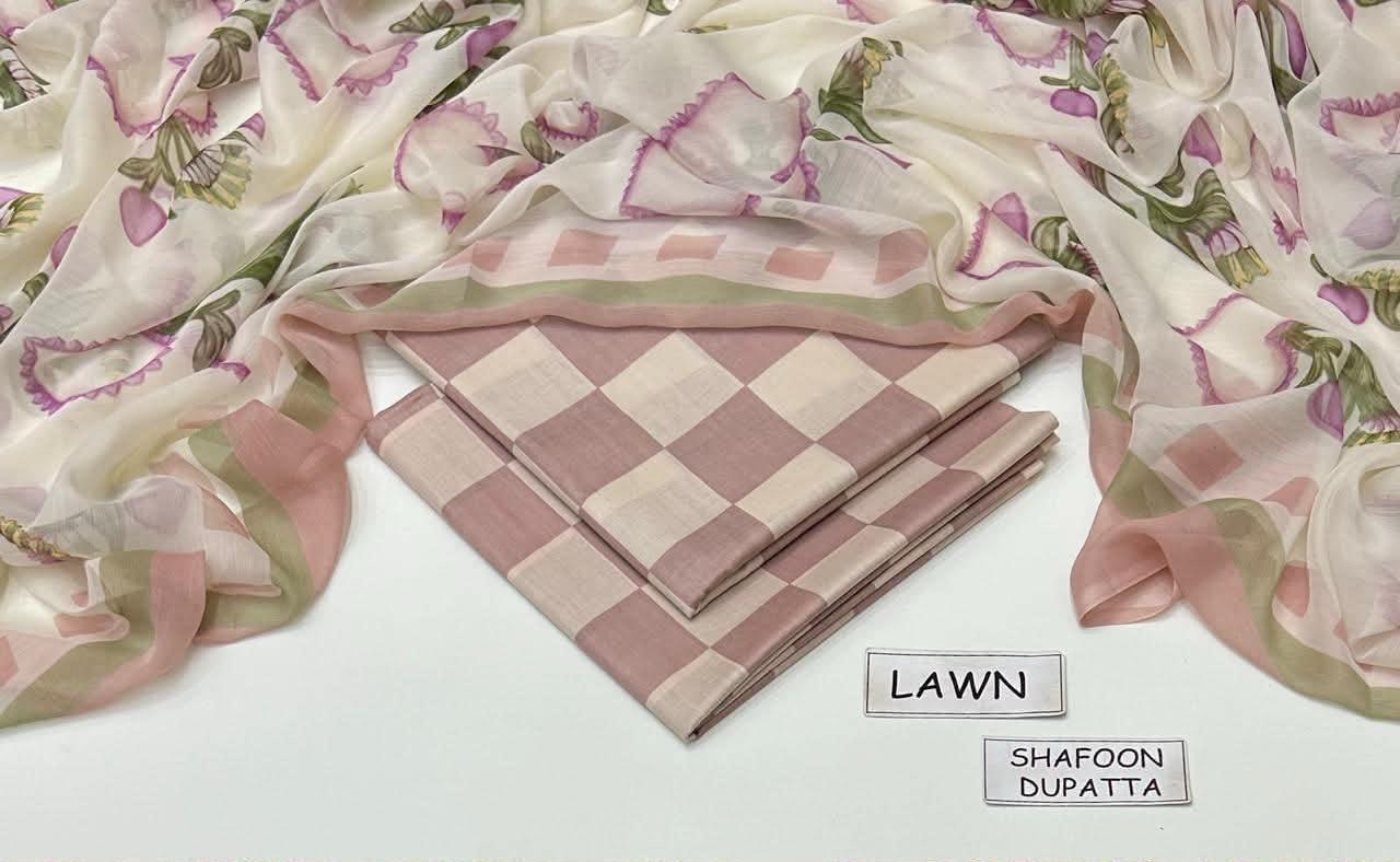 Unstitched 3-Piece Lawn Suits Printed