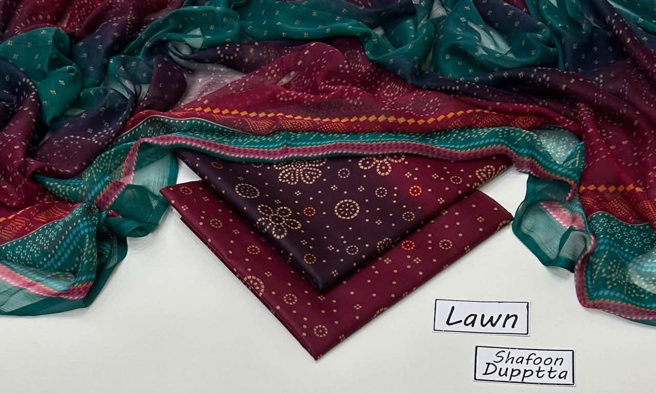 Unstitched 3-Piece Lawn Suits Printed