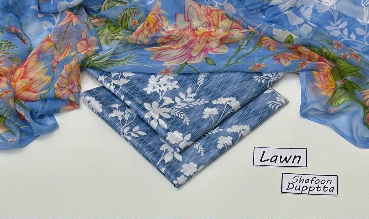 Unstitched 3-Piece Lawn Suits Printed