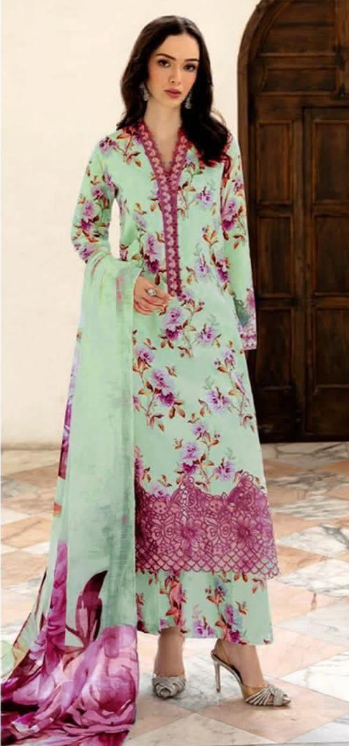 3PC (Unstitched) Embroidered Lawn Suit