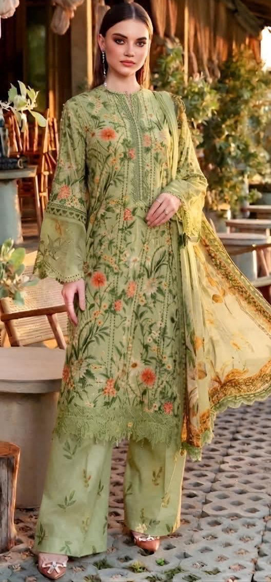 3PC (Unstitched) Embroidered Lawn Suit