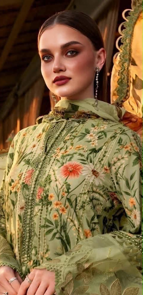 3PC (Unstitched) Embroidered Lawn Suit