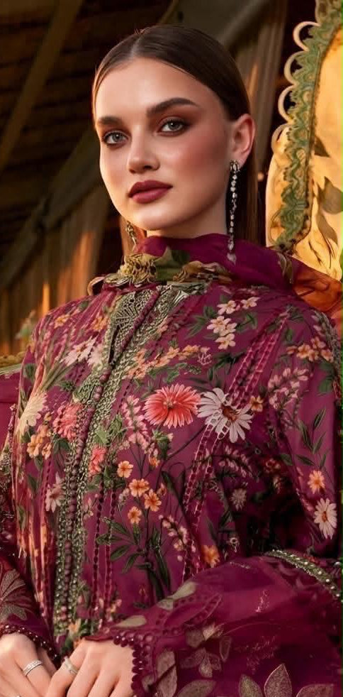 3PC (Unstitched) Embroidered Lawn Suit
