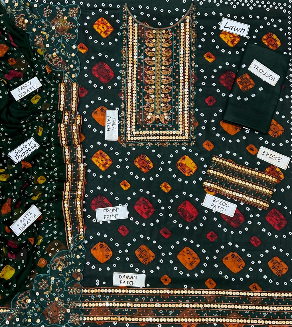 3 PIECE - EMBROIDERED LAWN SUIT