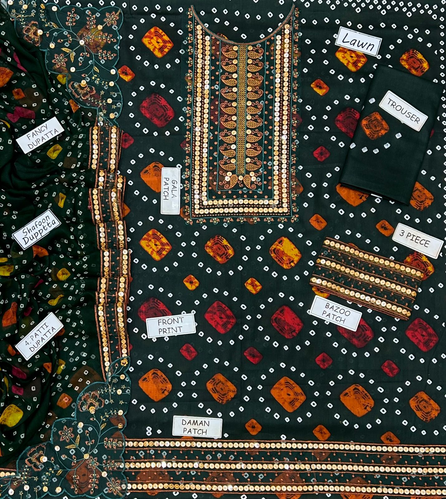 3 PIECE - EMBROIDERED LAWN SUIT Unstitched 07