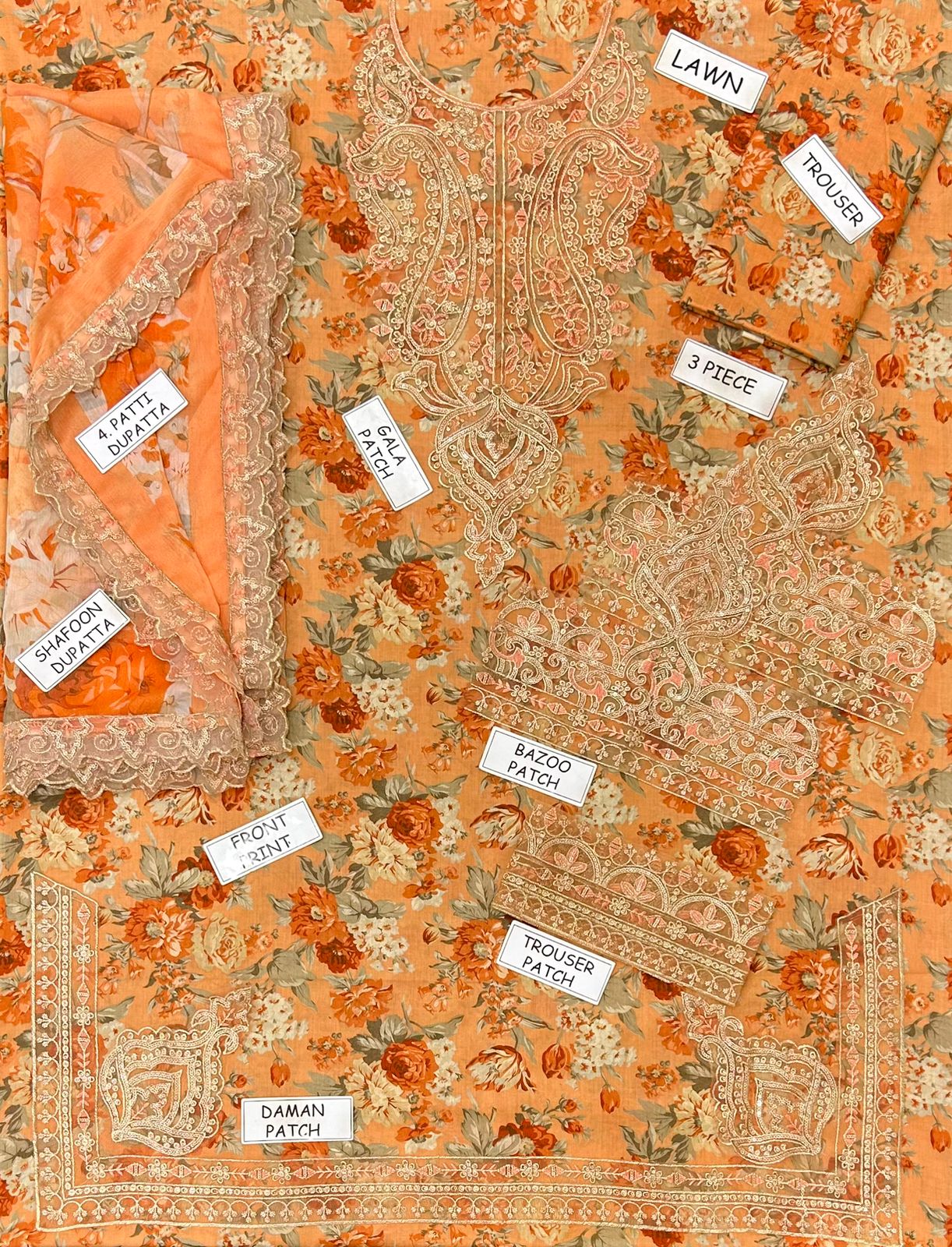 3 PIECE - EMBROIDERED LAWN SUIT Unstitched 06